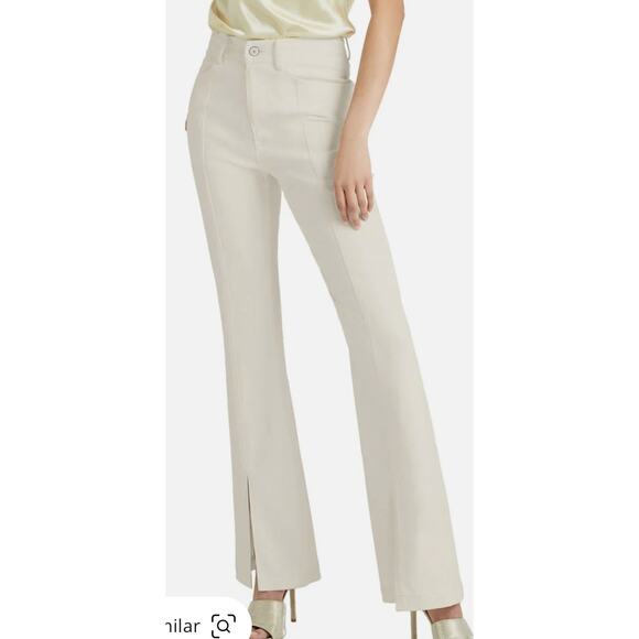 Cinq á Sept Shanis Pant High Waist Flare with Slit  Color Creme Size 10. NWOT - Picture 1 of 12
